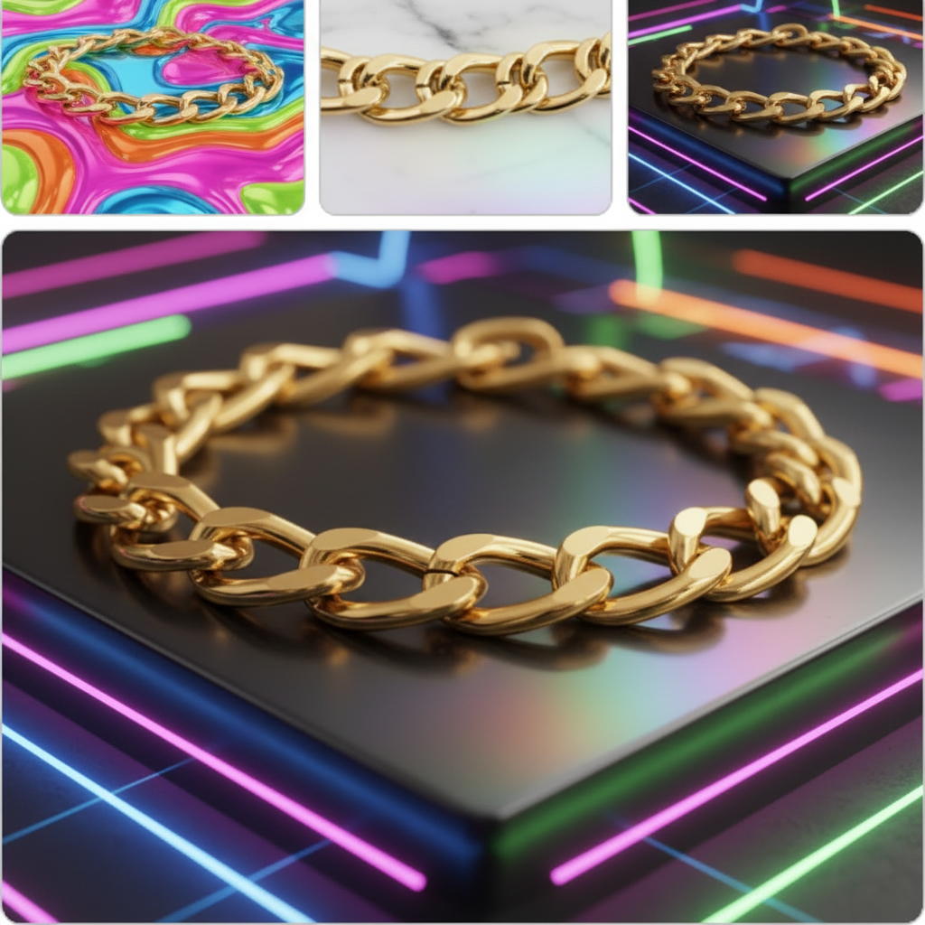 Gold Chain Bracelet Collage — Gen Z Background