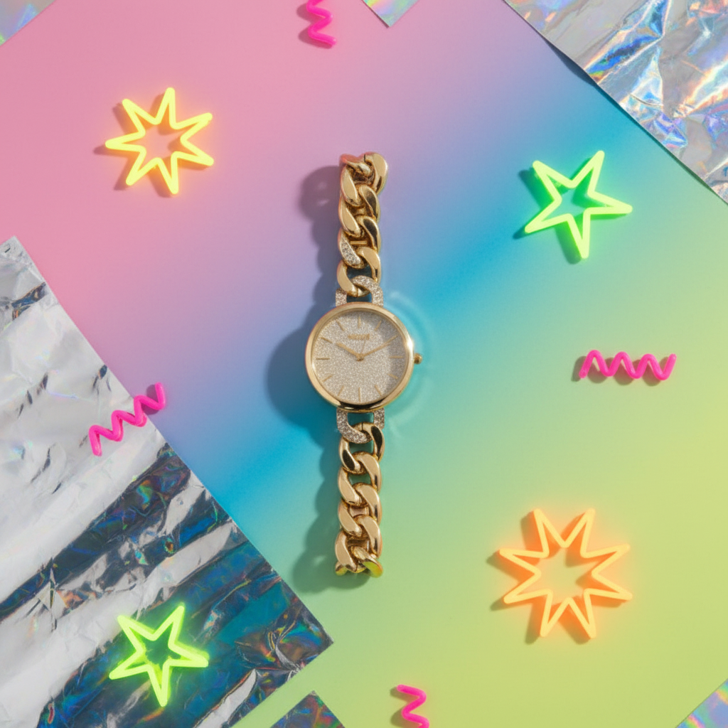 Gold Chain Watch — Gen Z Background