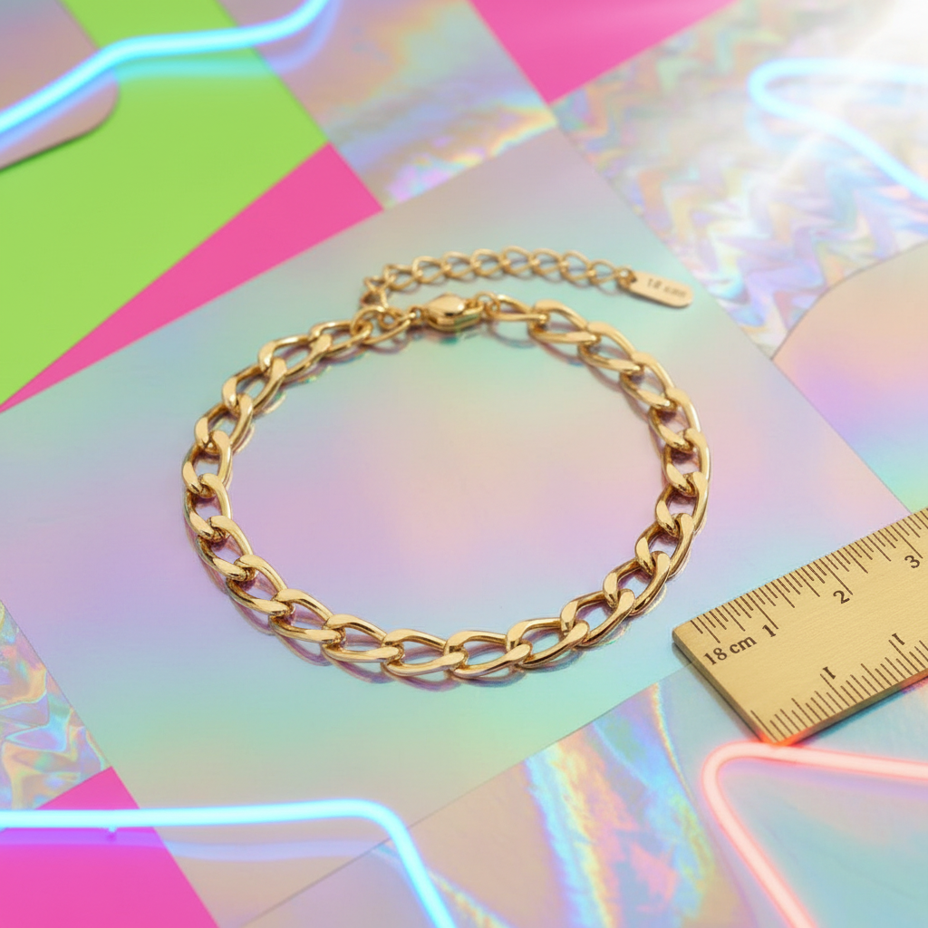 Gold Cuban Link Bracelet with Ruler — Gen Z Background