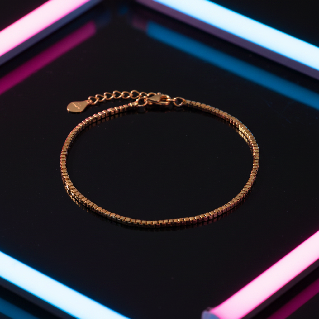 Gold-Tone Box Chain Bracelet Enhanced