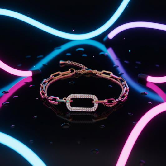 Gold-Tone Double Layer Crystal Carabiner Bracelet