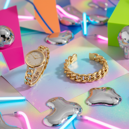 Gold Watch & Bracelet — Gen Z Background