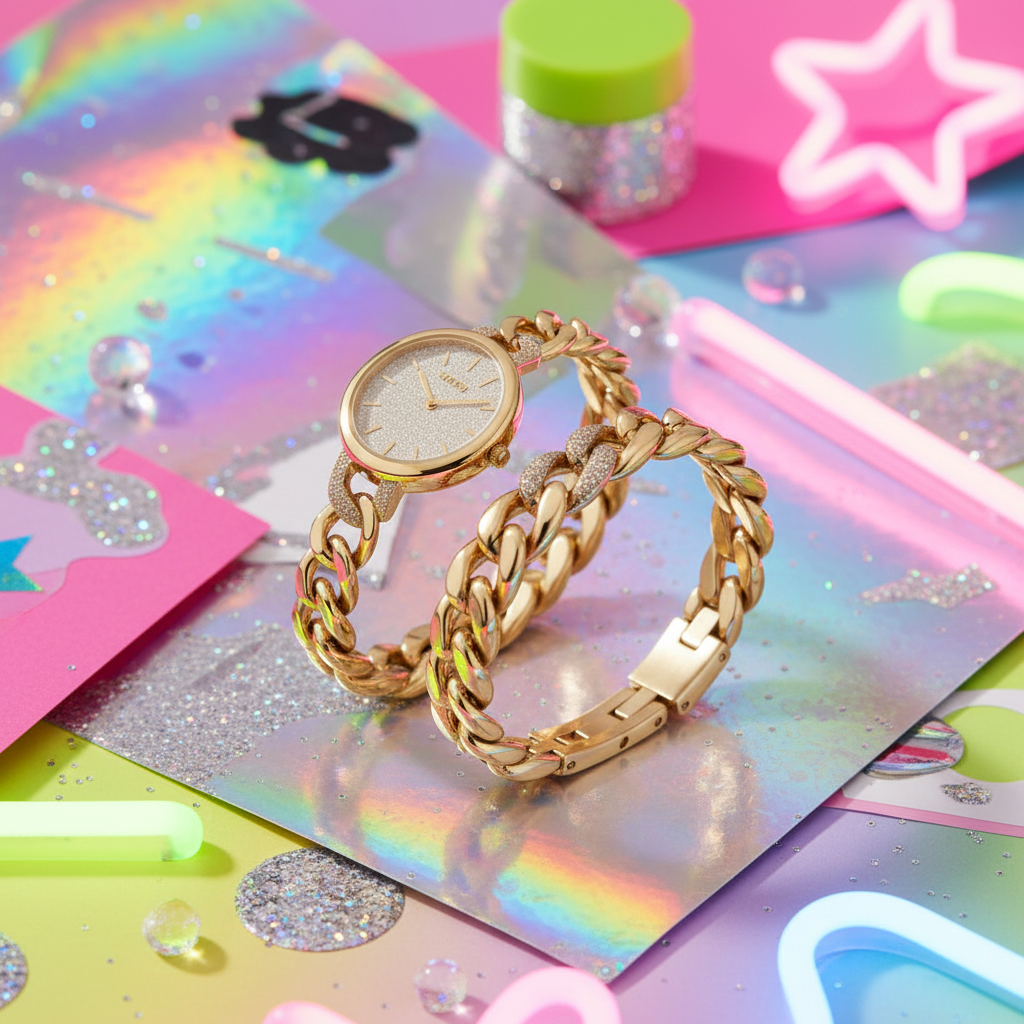Gold Watch & Bracelet — Gen Z Background
