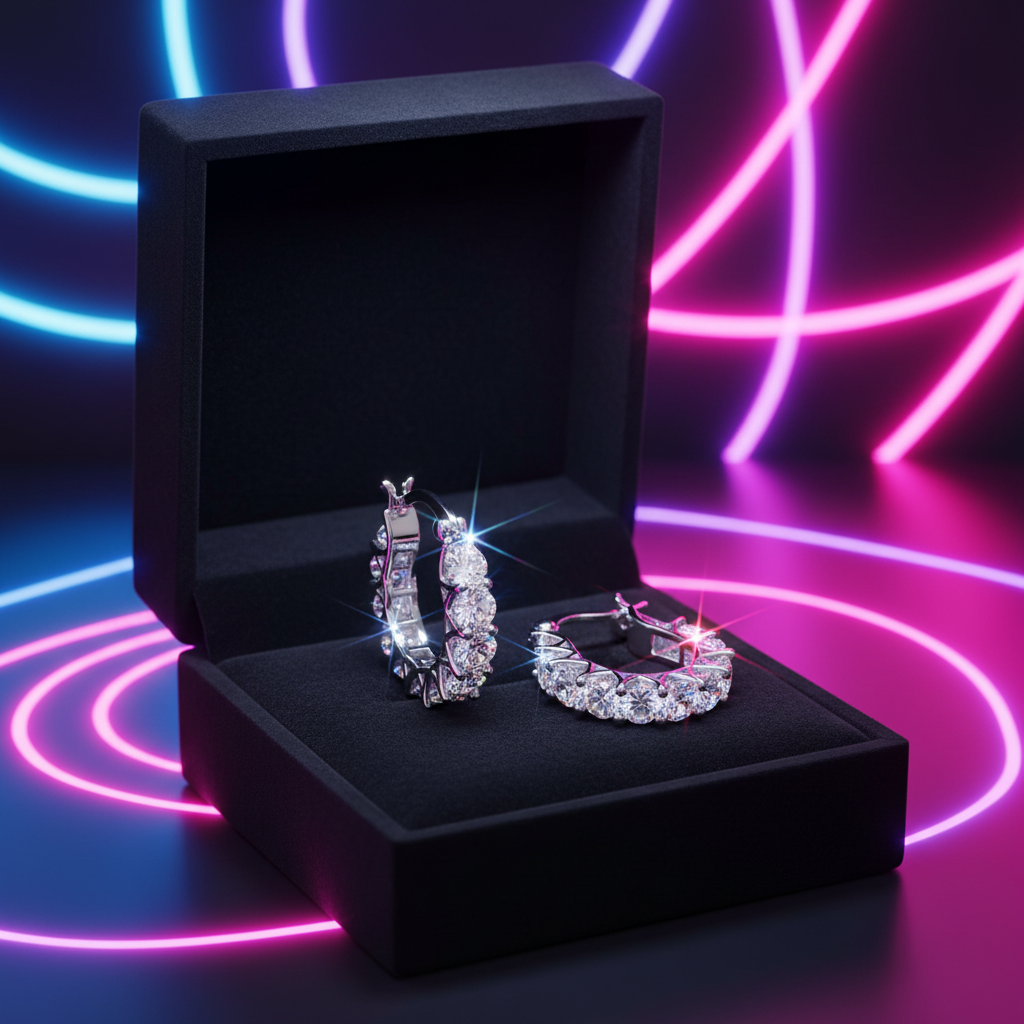 Silver crystal pavé hoops - gift ready