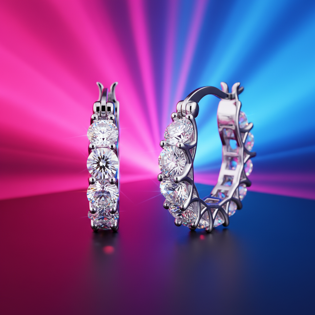 Silver Crystal Pavé Hoops - Neon Gradient