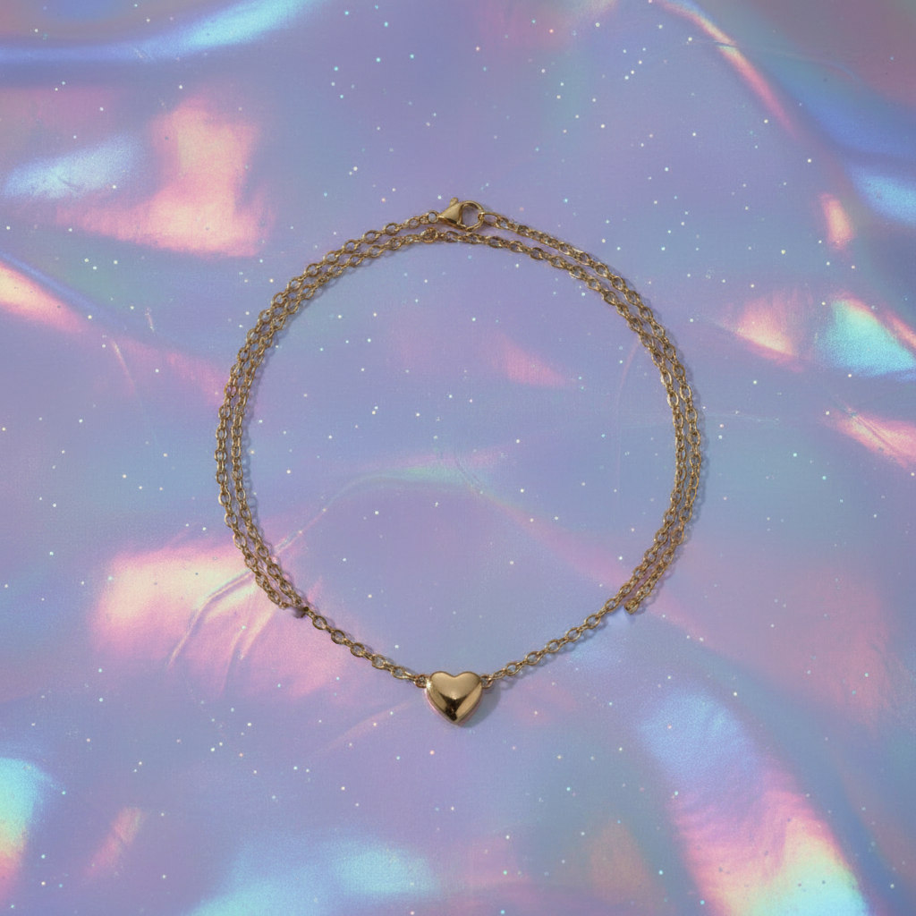 Y2K Circle Flat Lay Heart Necklace
