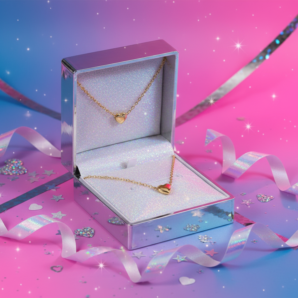 Y2K Gift Box Interior Heart Necklace